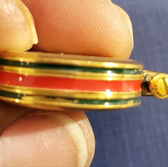 Unisex GUCCI 18K Gold Plated Red & Green Enamel 2000L 'Stack' Watch - Picture 4 of 4